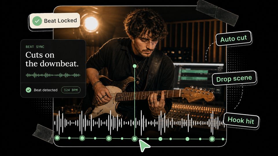 Línea de tiempo musical sincronizada al ritmo y paneles visuales